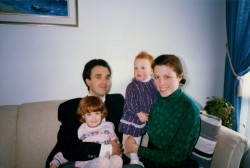 Wally, bottom left, with parents and younger sister Marley (1989)