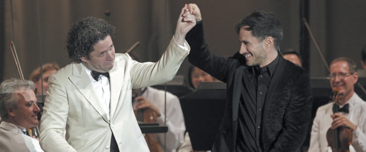 Gustavo Dudamel (left) and Gael García Bernal