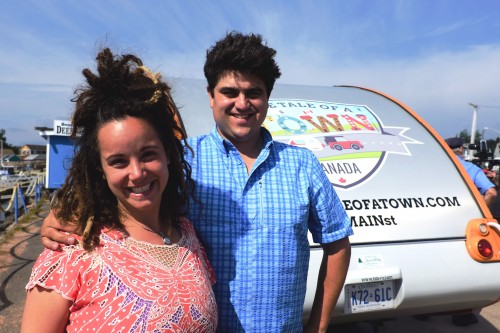 Lisa Marie DiLiberto and Charles Ketchabaw, with their Storymobile on PEI, July 2013 - Courtesy of Victory Playhouse