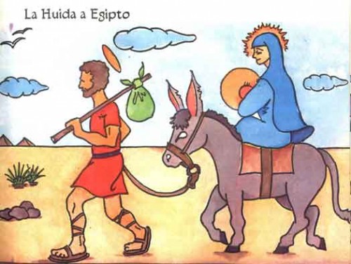 La Huida a Egipto (Escape Into Egypt), in an illustration by Juan Luis Gallardo.
