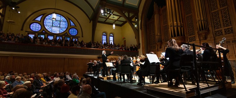 Tafelmusik Baroque Orchestra and Chamber Choir, led by Masaaki Suzuki in their performance of Bach’s St. Matthew Passion. Photo credit: Jeff Higgins.