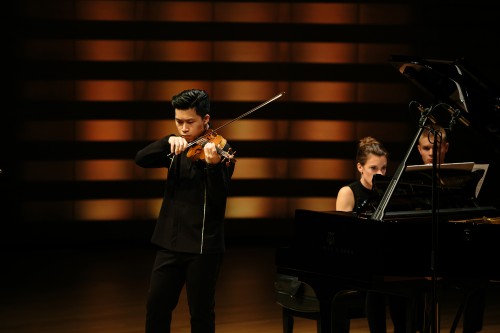 Kerson Leong, violin, and Rachael Kerr, piano. Photo credit: Sean Howard.