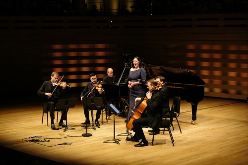 Soprano Adrianne Pieczonka, pianist Steven Philcox and the New Orford String Quartet. Photo credit: Sean Howard.