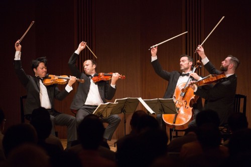 The Miró Quartet at Weill Hall performing their Kneisal Quartet program