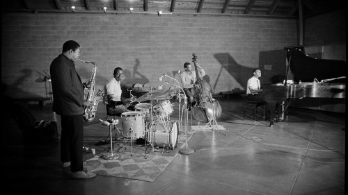  Rhythm section of John Coltrane’s classic quartet recording at Van Gelder Studios in 1963. Photo credit Jim Marshall Photography