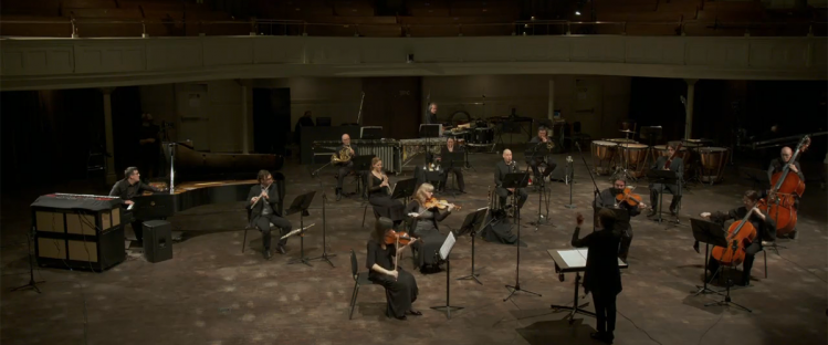 The Nouvel Ensemble Moderne performing the premiere of Devaux’s work Arras, live-streamed by the Azrieli Foundation on October 22, 2020.