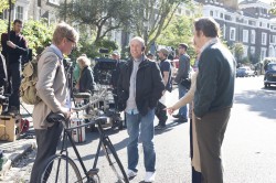 Alex Jennings as Alan Bennett (left) with director Nicholas Hytner. Photo Credit: Nicola Dove Courtesy Sony Pictures Classics