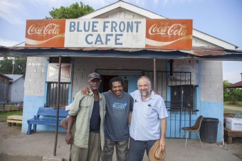 Jimmy “Duck” Holmes, Bobby Rush and writer-director Daniel Cross CREDIT Ryan Mullims