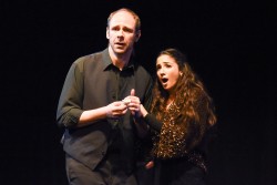 Sean Catheroy (left) and Teresa Tucci, in SOLT’s 2016 production of the opera A Tale of Two Cities.