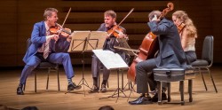 The SLSQ playing the second movement of R. Murray Schafer’s String Quartet No.3. Photo credit: James Ireland.