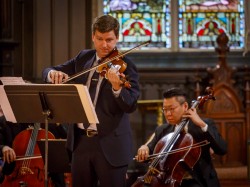 James Ehnes with TSM Festival Orchestra cellist Jaesung Lim. Photo credit: James Ireland.