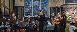 Soloists (from left) James Ehnes, Andrew Wan and Jonathan Crow with the TSM Festival Orchestra. Photo credit: James Ireland.