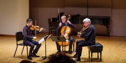 L-R: Andrew Wan, Joseph Johnson and Steven Dann, in performance on July 26. Photo credit: James Ireland.