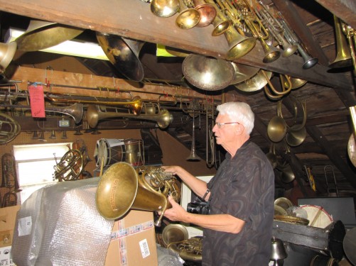 Henry Meredith with part of his collection.