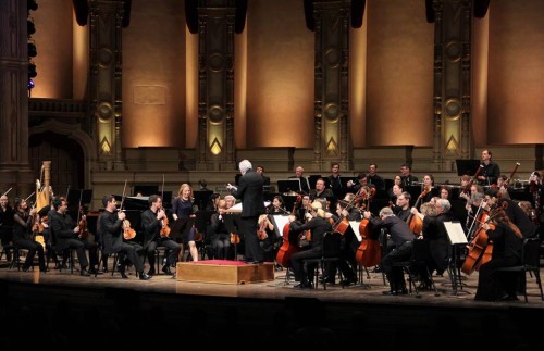 The Vancouver Symphony Orchestra welcomes composer Charlotte Bray (standing, left), during a concert including her music at the ISCM 2017 festival.