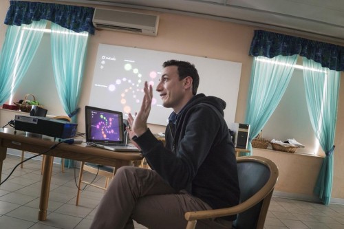 Meludia co-founder Bastien Sannac using the Meludia web application, during a presentation last year in Malta. Photo credit: Alfredo D’Amato / Libération.