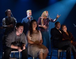 The ensemble watching the "play within a play," in the Tarragon's production of Hamlet. Photo credit: Cylla von Tiedemann.