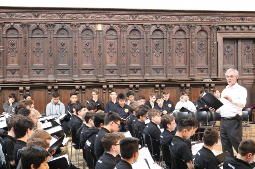 Peter Mahon conducting the SMCS choristers in Germany