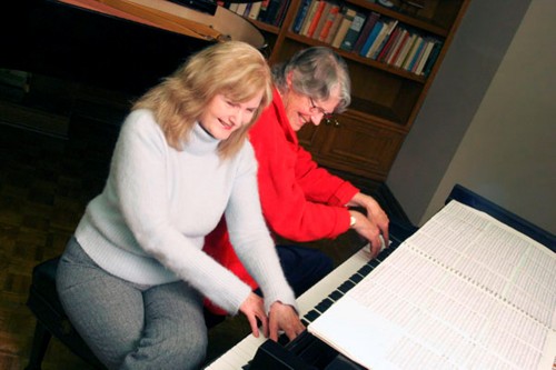 Christina Petrowska Quilico (left) and Ann Southam at the launch of the Rivers CD. Photo by André Leduc