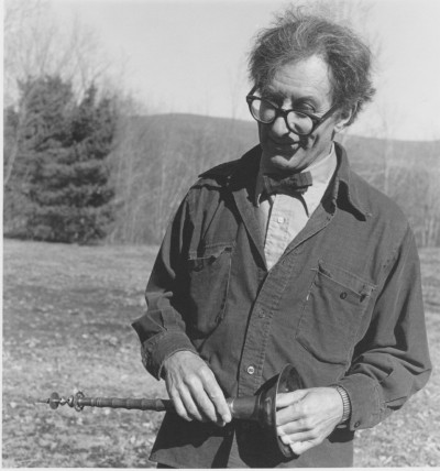 Henry Brant with Chinese oboe, ca. 1974