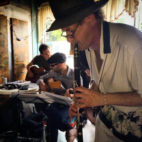 Bob Stevenson with Red Rhythm at Communists Daughter, 2014.  photo by Ori Dagan