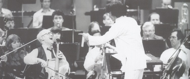 Mstislav (“Slava”) Rostropovich and Seiji Ozawa: The Great Gathering, March 9, 1987. Photo from Toronto Symphony Archive