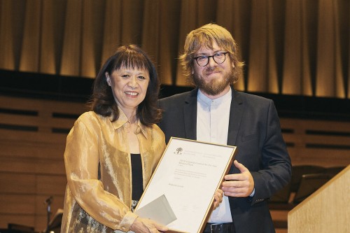 Alexina Louie and the Canada Council’s Marc-Olivier Lamontagne. Photo by Malcolm Cook