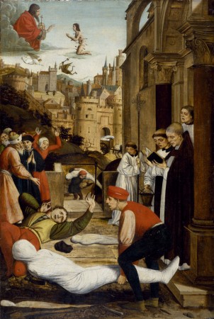 Saint Sebastian Interceding for the Plague Stricken by Josse Lieferinxe (circa 1498)
