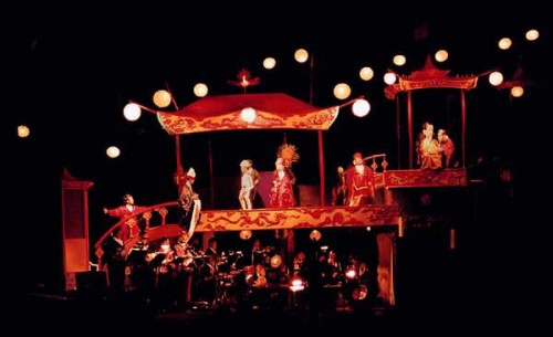 The floating stage for The Palace of the Cinnabar Phoenix, with the orchestra down in front, Haliburton 2006. ANDRE LEDUC