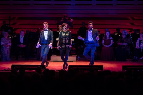 Cynthia Dale at centre as Phyllis, with Gabriel Antonacci (left) and Andrew Broderick (right).   Photo credit: Lisa Sakulensky