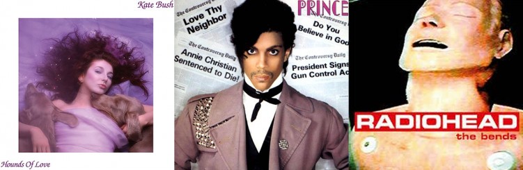 KateBush 1985.jpg; Prince 1981.jpg Radioahead _TheBends_high&dry_1995.jpg
