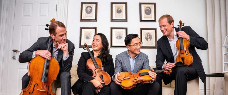New Orford String Quartet, left to right: Brian Manker, Sharon Wei, Andrew Wan and Jonathan Crow. Photo by Dahlia Katz