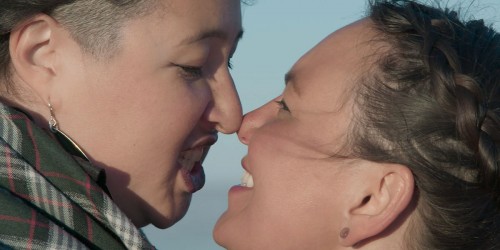 Tanya Tagaq and Laakkuluk Williamson Bathory throat singing together. Courtesy of the National Film Board of Canada, 2022
