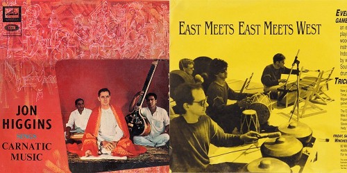L to R: Jon B. Higgins LP, 1967; Evergreen Club Gamelan Ensemble with Sankaran poster, 1985.
