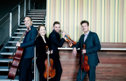St Lawrence Quartet in 2022: Christopher Costanza, cello, Lesley Robertson, viola, Owen Dalby, violin, Geoff Nuttall, violin.