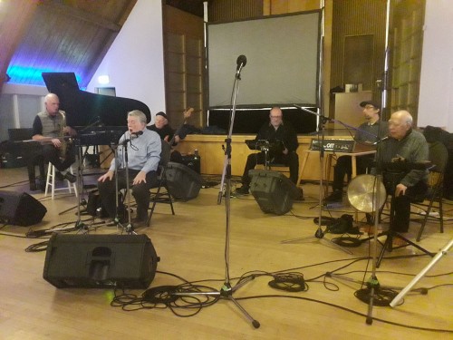 CCMC at the Michael Snow memorial event: (L-R) John Oswald, Paul Dutton, Al Mattes, John Kamevaar, Mani Mazinani, Nobuo Kubota. Photo by John Porter.