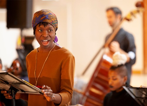 Neema Bickersteth in a Volcano Theatre development workshop for Scott Joplin’s "Treemonisha". Photo by John Lauener.