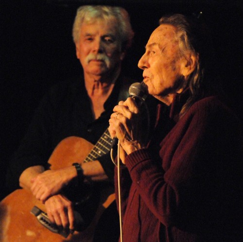 Gordon Lightfoot introducing singer Tom Rush on the stage at the original Hugh’s Room, Toronto, October 17, 2019. Photo by Tracey Savein.