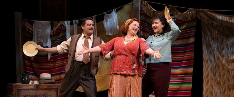 Jason Cadieux as Herbie, Kate Hennig as Rose and Julie Lumsden as Louise in Gypsy (Shaw Festival, 2023). Photo by David Cooper.