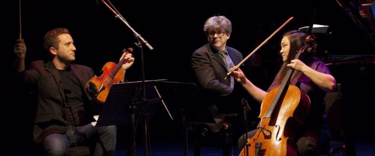 April 2013: how time flies. Benjamin Bowman, Andrew Burashko and Rachel Mercer in Art of Time’s live recording of Schubert’s "Piano Trio No. 2 in E Flat Major, iv. Allegro Moderato". Photo by John Lauener.