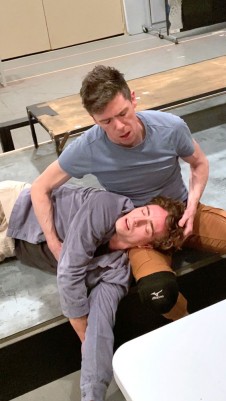 Colton Curtis (l) as Bosie, and Damien Atkins (r), as Oscar Wilde in a rehearsal for De Profundis. Photo by Colton Damien.