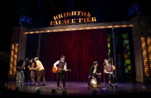 The cast of One Man, Two Guvnors as the Skiffle Band (Shaw Festival, 2024). Photo by David Cooper.