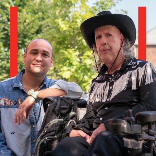The Flin Flon Cowboy runs Oct 19-Nov 2 at Theatre Passe Muraille. This photo of ( l-r) Johnny Myrm Spence and Ken Harrower was taken during the trailer shoot. Photo by Colin Medley.