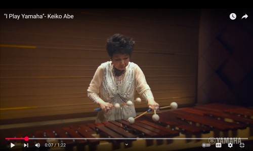 Keiko Abe: six mallet technique, five octave marimba. Photo courtesy of Yamaha.