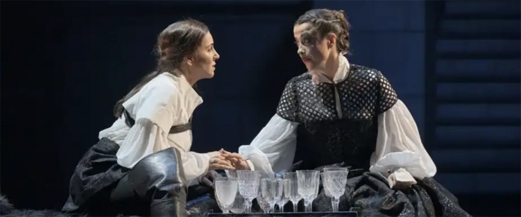 La Reine-garcon, Opéra de Montréal & The Canadian Opera Company's first ever co-production, is at The Four Seasons Centre through February 15. Pictured here, Joyce El-Khoury (Christine) and Pascale Spinney (Countess Ebba Sparre) from the February 2024 premiere in Montreal. Photo by Vivienne Gaumand.