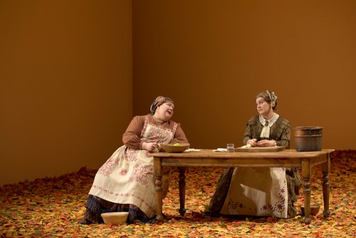 Krisztina Szabó (r) as Madame Larina, with Emily Treigle as Filipyevna, in the Canadian Opera Company’s Eugene Onegin (May 2025). Photo by Michael Cooper.