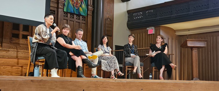 Left to right: Teiya Kasahara, Britta Johnson, Ian Cusson, Alice Ping Yee Ho, Cecilia Livingston, Krisztina Szabó, at ICVT 2025 in Toronto.
