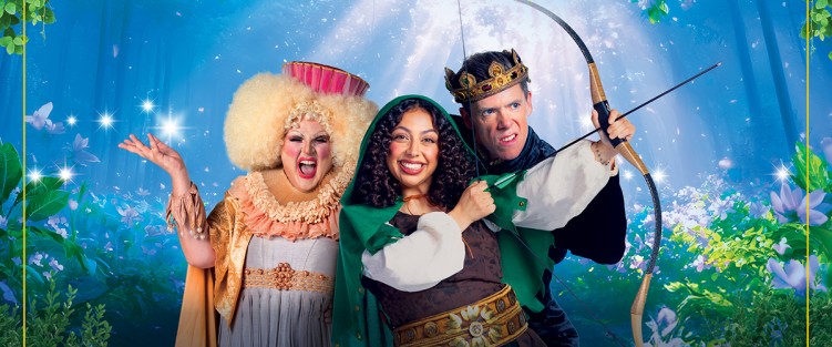 Daniel Williston, Julia Pulo, and Damien Atkins in Robin Hood. Photo by LORNE BRIDGEMNAN.