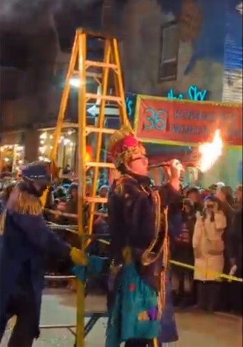 Finding ourselves enchanted – sharing the moment with complete strangers similarly bewitched. Kensington Market Winter Solstice Parade, Dec 21, 2025