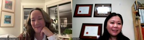 Marion Newman (l) interviewed by Vania Chan (r)